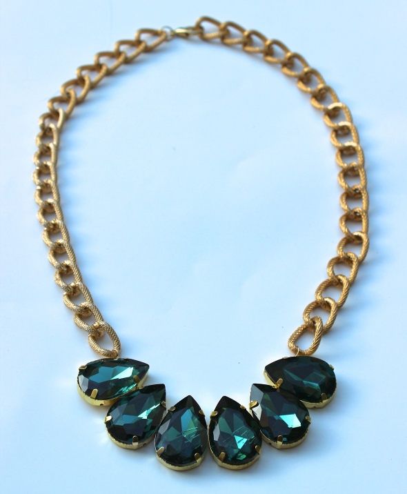Glitter N Glue DIY Emerald Green Sew On Jewel Chunky Necklace FULL